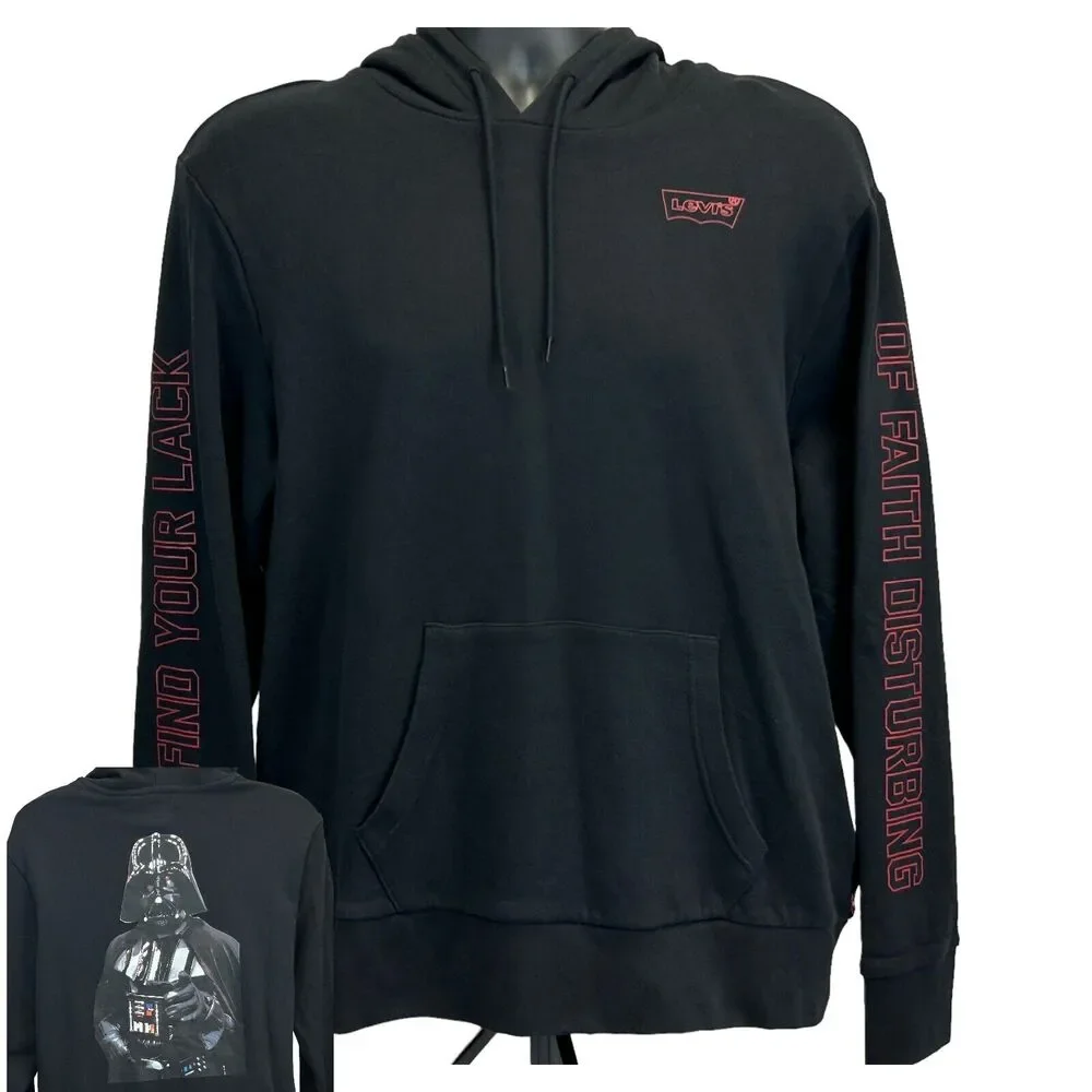Levis x Star Wars Darth Vader Hoodie L Large Black Movie Film Hooded Sweatshirt